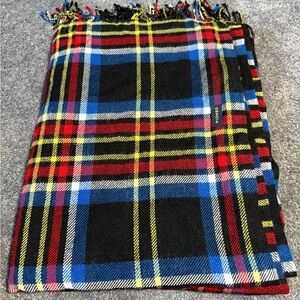 Piombo Vibrant Tartan Fringe Throw Blanket Size 54X65 inches